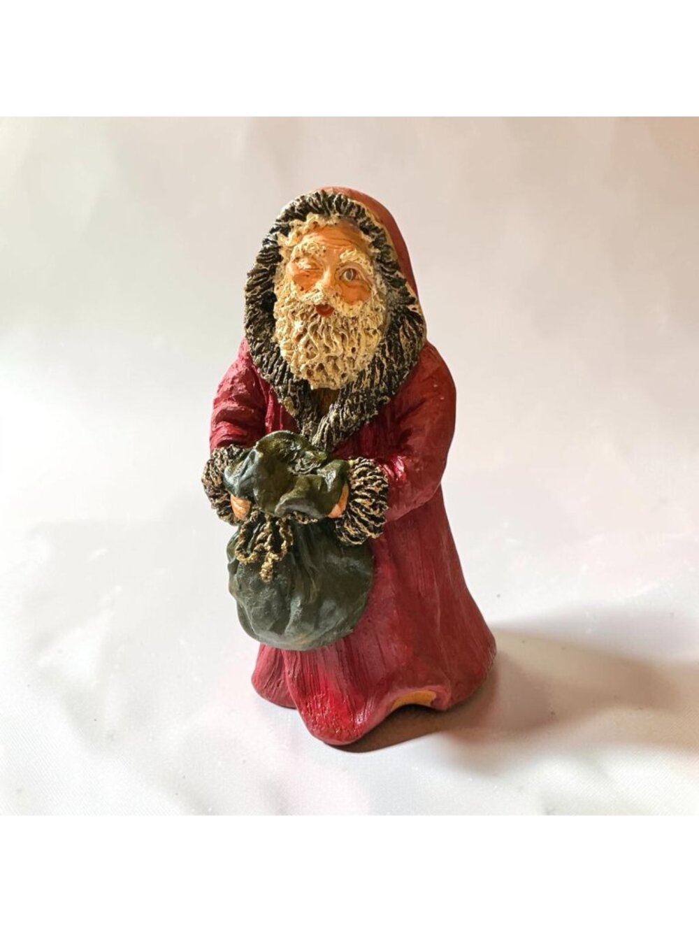 Vintage June McKenna WinkingSanta Figurine 5.5" Hand-Painted Collectible Christm